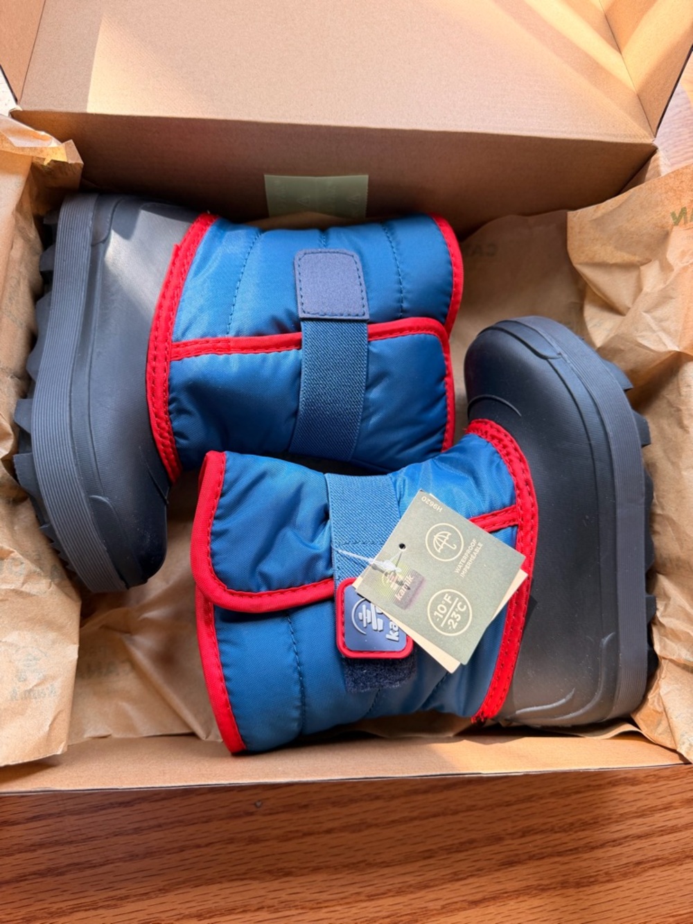 Kamik Blue and Red Kids Snow Boots
